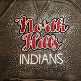 North Hills Indians Script Spectacular Glitter and Rhinestone Design