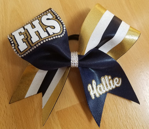 Freeport Yellowjackets FHS Rhinestone & Glitter Cheer Bow