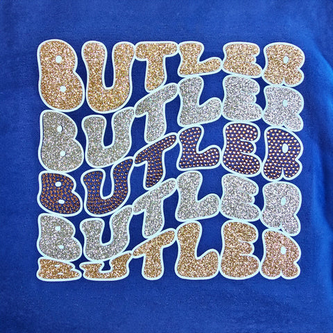 Repeating Butler BAMFL Glitter and Bling Rhinestone Design (CLICK TO CHOOSE YOUR SHIRT)