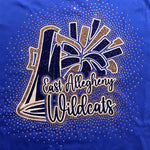 East Allegheny Wildcats Megaphone Logo Glitter and Rhinestone Design