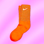 Orange Rhinestone Sock