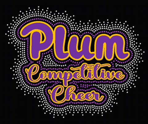 Plum Mustangs Plum Competitive Cheer glitter & Rhinestone Design