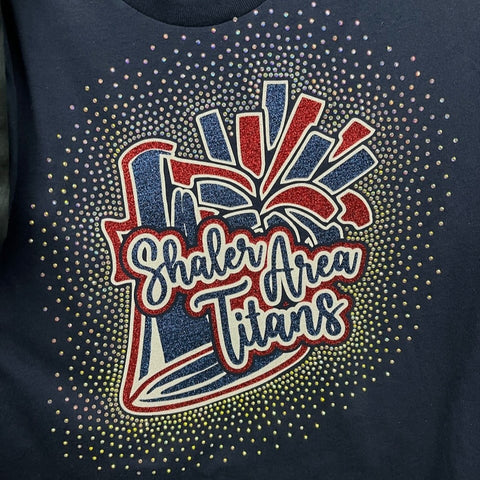 Shaler Area Titans Scribble Megaphone Glitter and Rhinestone Design