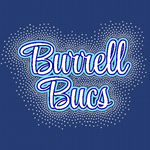 Burrell Bucs Script Glitter and Rhinestone Design (Click to select shirt)
