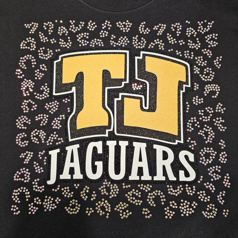Thomas Jefferson Jaguars TJ Logo Glitter and Jaguar print background