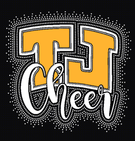 Thomas Jefferson Jaguars TJ Logo over Cheer Glitter and Rhinestone Design