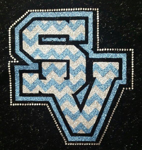 Seneca Valley Chevron SV Logo Rhinestone Design