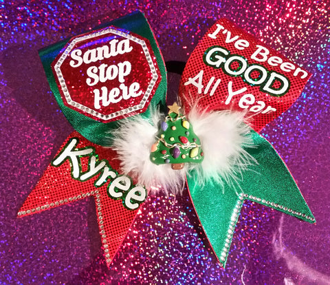Santa Stop Here Personalized Bow