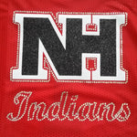 North Hills Indians NH Logo in Glitter and Rhinestone Design