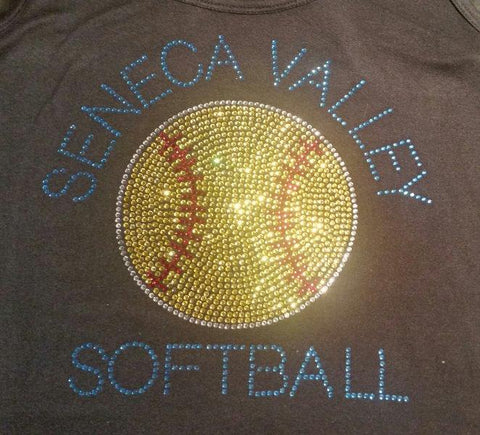 Seneca Valley Softball Solid Rhinestone Design