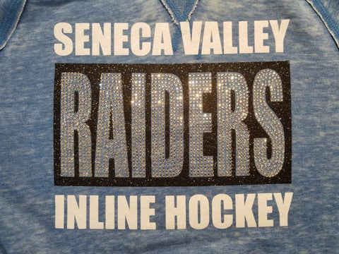 Seneca Valley Inline Hockey Solid Bling RAIDERS Rhinestone Design