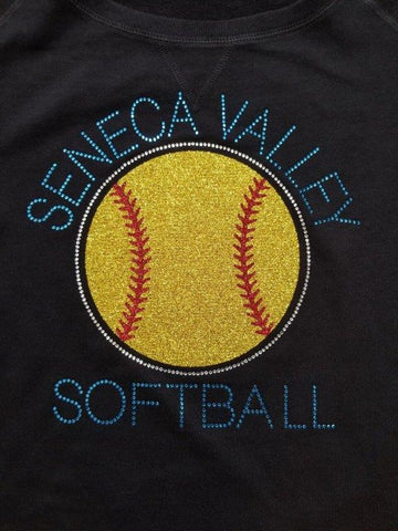 Seneca Valley Softball in Glitter and Rhinestone Design