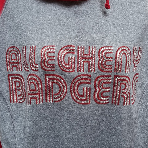 Allegheny Badgers Funky Text Glitter and Rhinestone Design