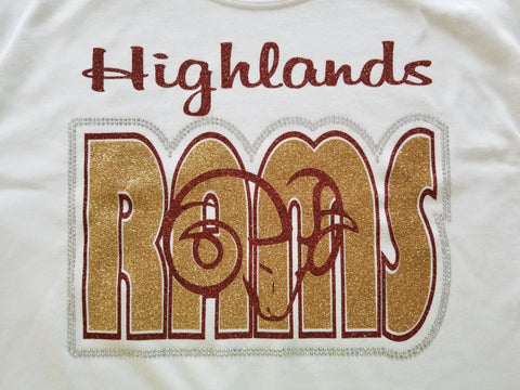 Highlands Rams 2-Color Logo Rhinestone Design
