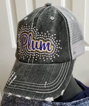 Plum Glitter & Bling Destructed Trucker Cap / Hat