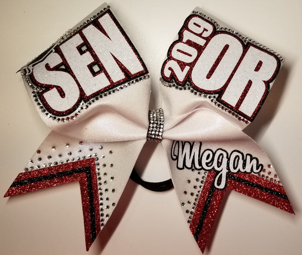 Personalized Senior Rhinestones & Glitter Cheer Bow