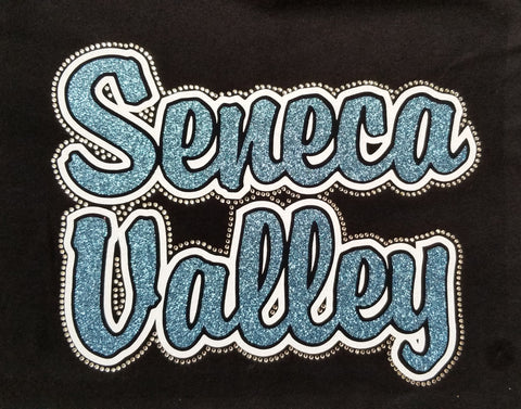 Seneca Valley 2-Color Script Rhinestone Design