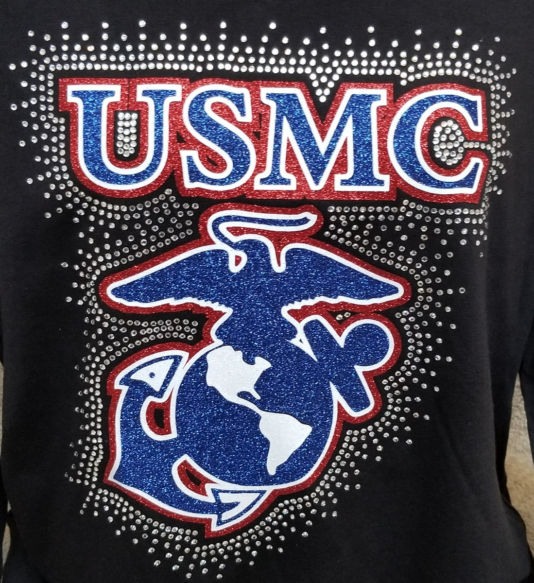 USMC Logo Glitter and Rhinestone Design – GrandChampBows