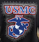 USMC Logo Glitter and Rhinestone Design