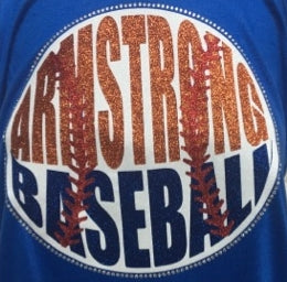 Armstrong Baseball Glitter and Bling Rhinestone Design