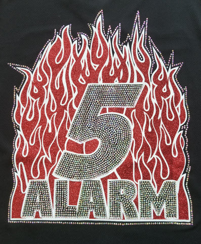 Fire and Ice 5 Alarm Big Fire Glitter and Rhinestone Design
