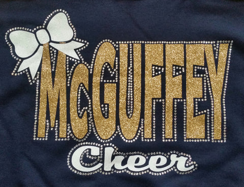 McGuffey Highlanders Cheer with Bow Glitter and Rhinestone Design