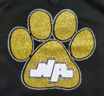 North Allegheny NA Logo inside Paw Print Solid Rhinestone Design
