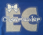 Ellwood City EC Cheerleader with Bow Glitter and Rhinestone Design