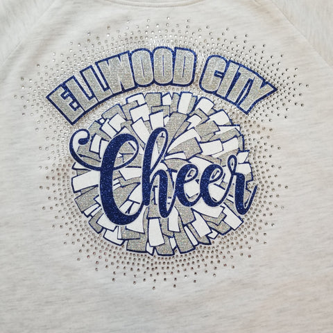 Ellwood City Wolverines Cheer Pom Pom Glitter and Rhinestone Design