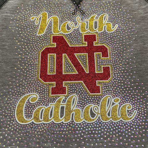 North Catholic Trojans Spectacular Bling Glitter & Rhinestone Design