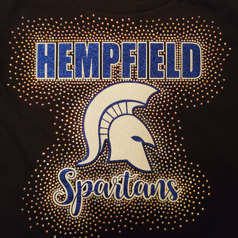 Hempfield Spartans Spartan Logo Spectacular Bling Rhinestone Design