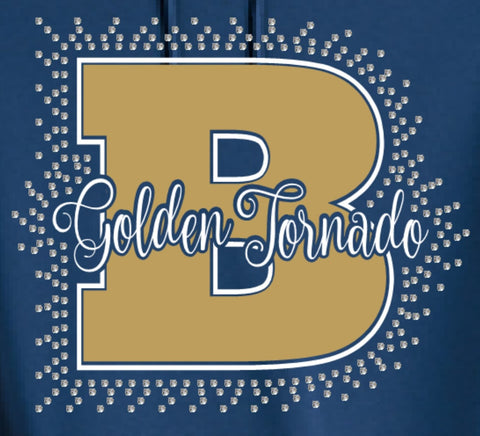 Butler B Golden Tornado Glitter and Bling Rhinestone Design