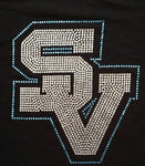 Seneca Valley Solid Rhinestone SV Logo Rhinestone Design