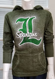 Laurel Spartans "Spartans" Through L Design on Green Distressed Hoodie