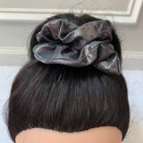 Metallic Gunmetal Scattered Bling Scrunchie