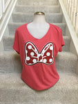Minnie Bow V Neck Tee shirt in Ladies
