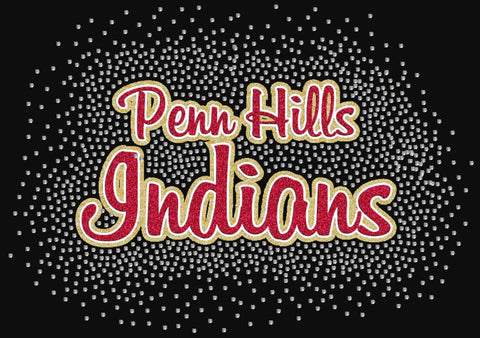 Penn Hills Indians Script Spectacular Bling Rhinestone Design