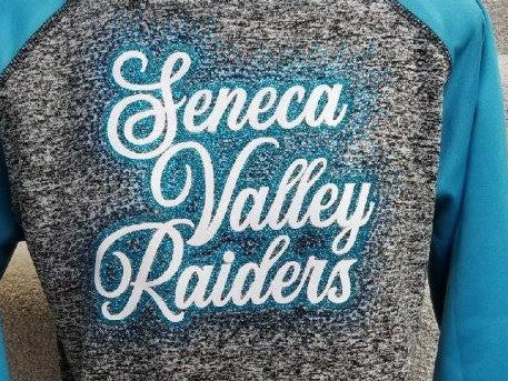 Seneca Valley Raiders Large Script Rhinestone Design