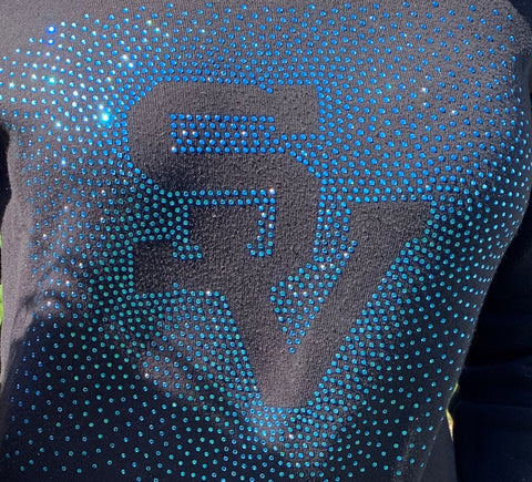 Seneca Valley Blue SV Logo Spectacular Bling Rhinestone Design